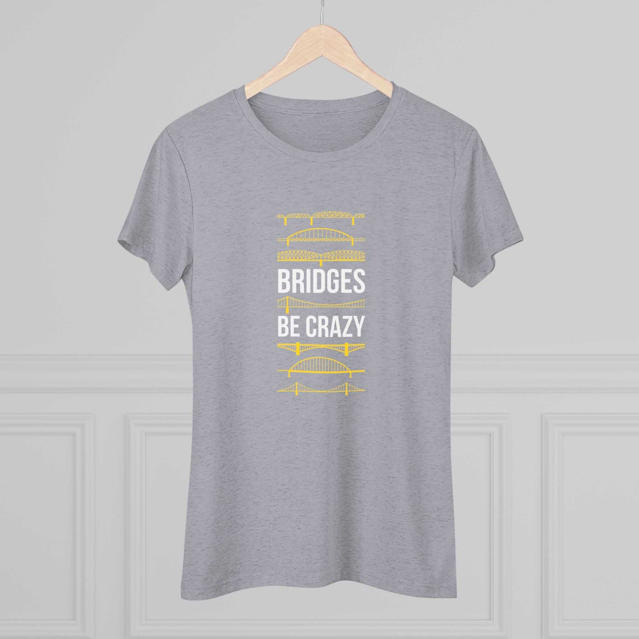 Bridges Be Crazy Pittsburgh Black and Yellow Women's Tee