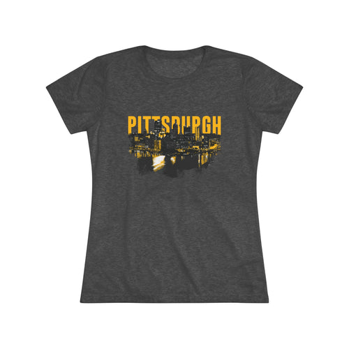 Pittsburgh Downtown Skyline Point Women's Tri-Blend Tee