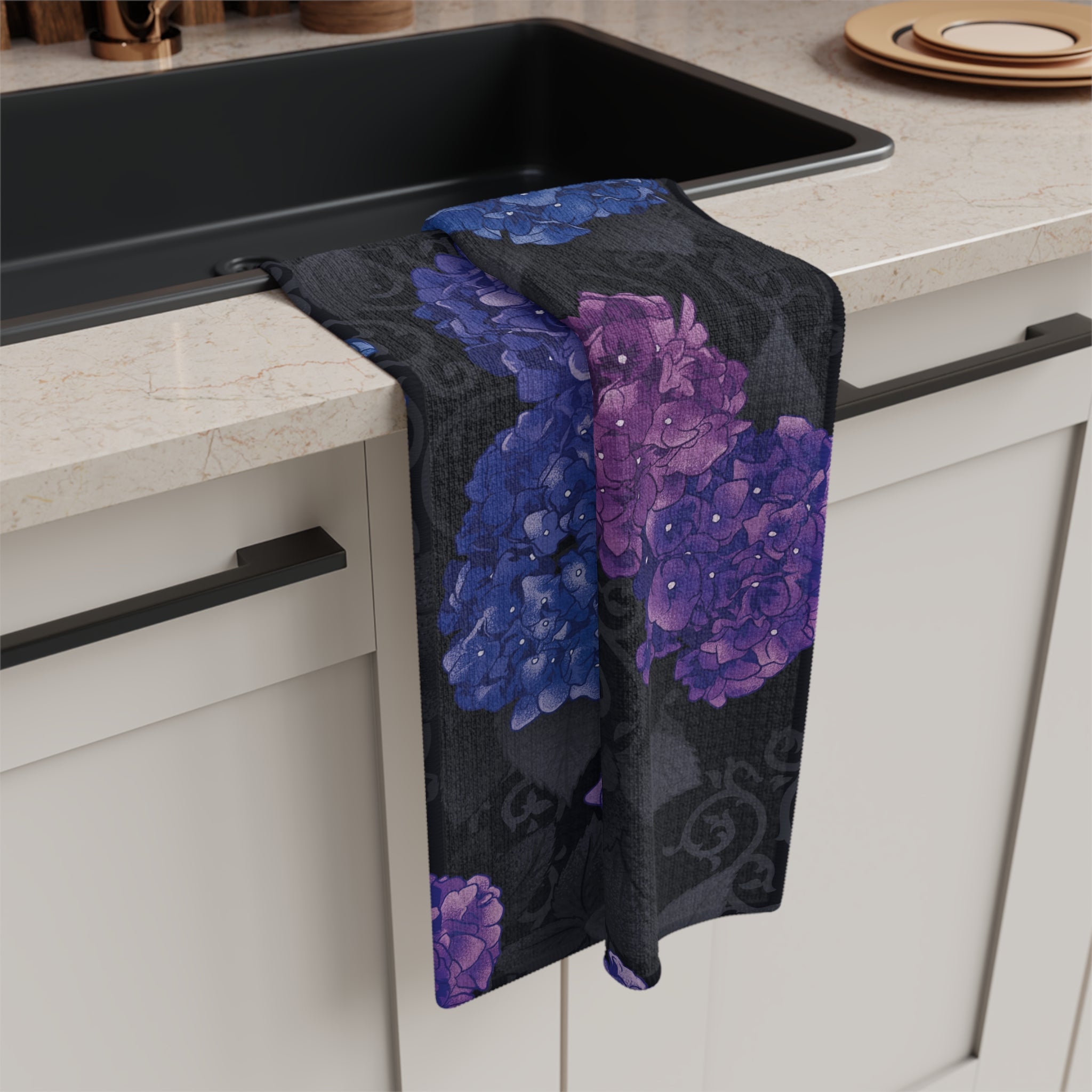 Moody Hydrangeas Tea Towel