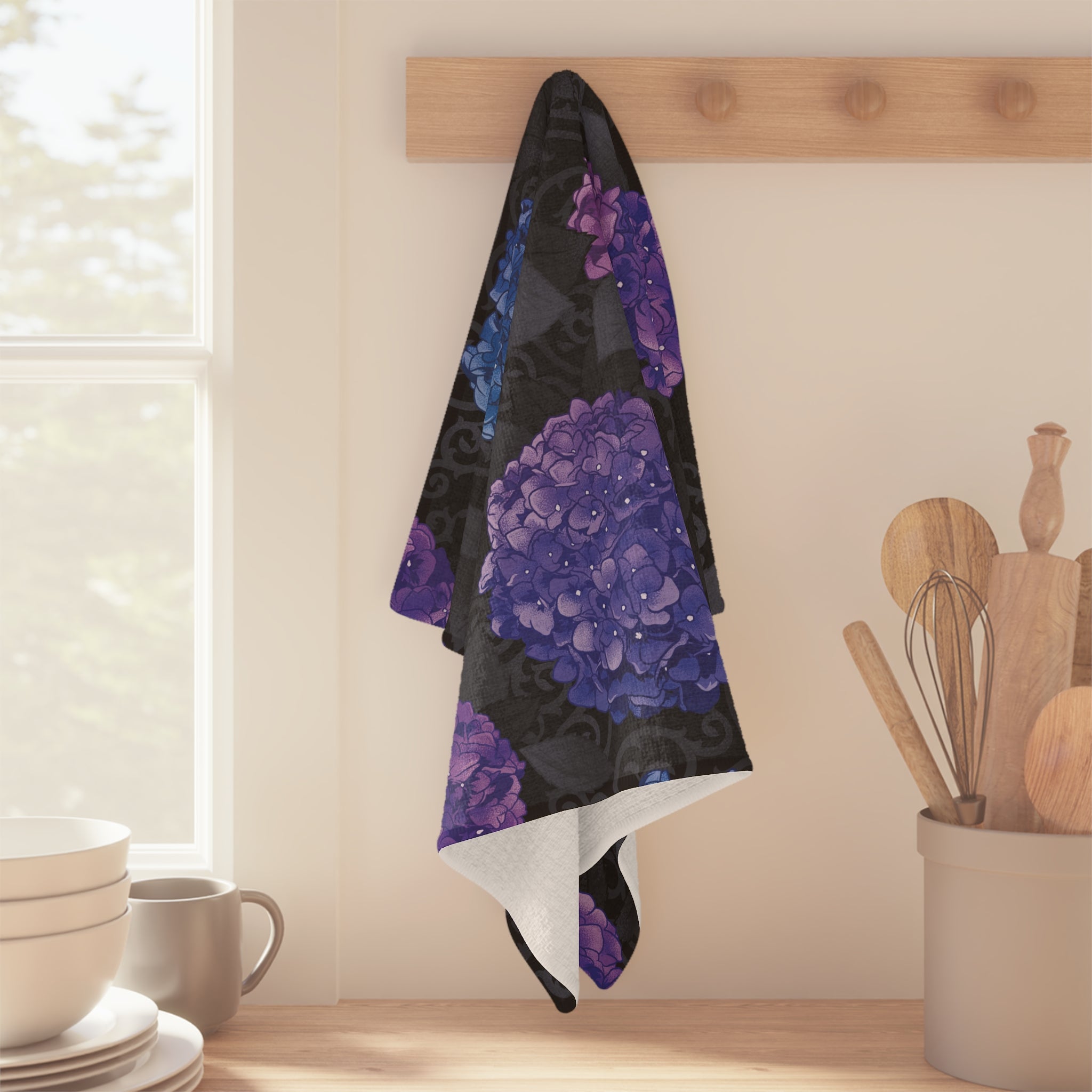 Moody Hydrangeas Tea Towel