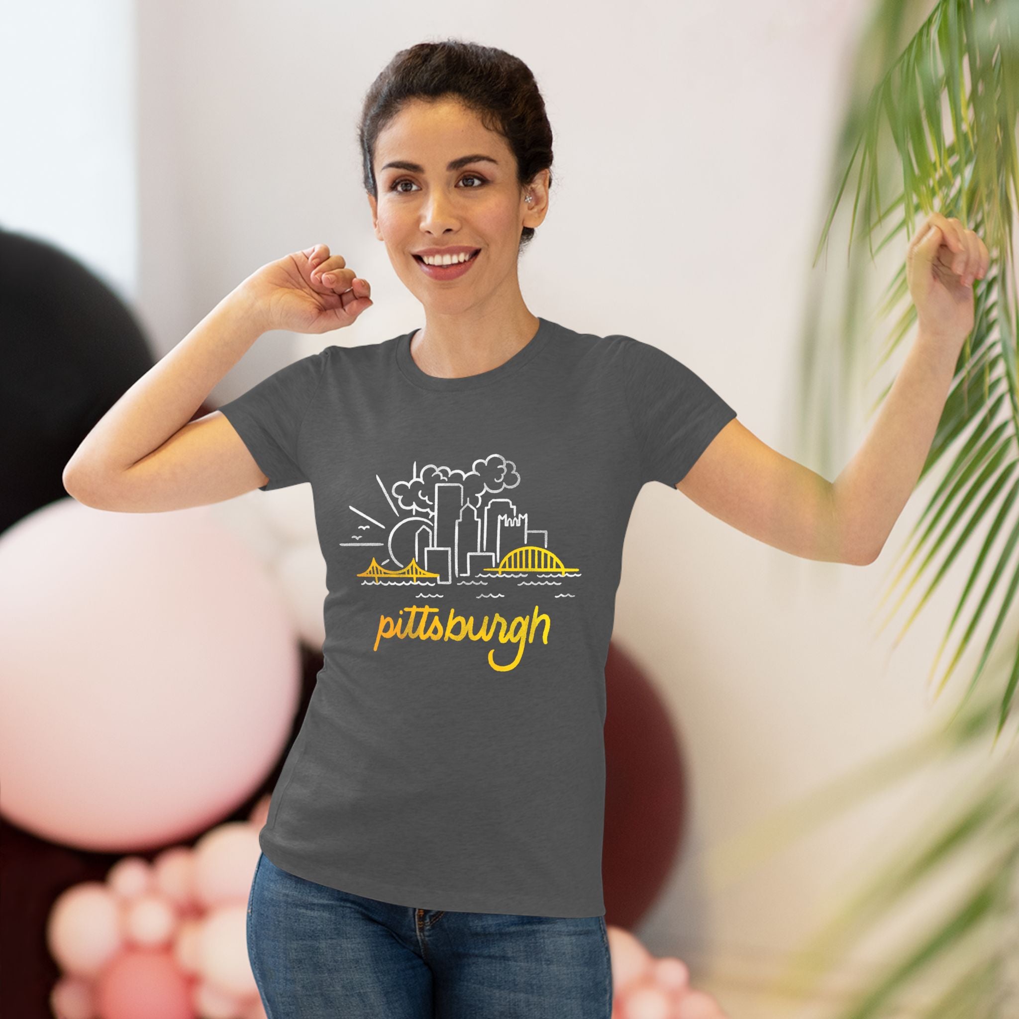 Pittsburgh Mono Skyline Women's Tri-Blend Tee