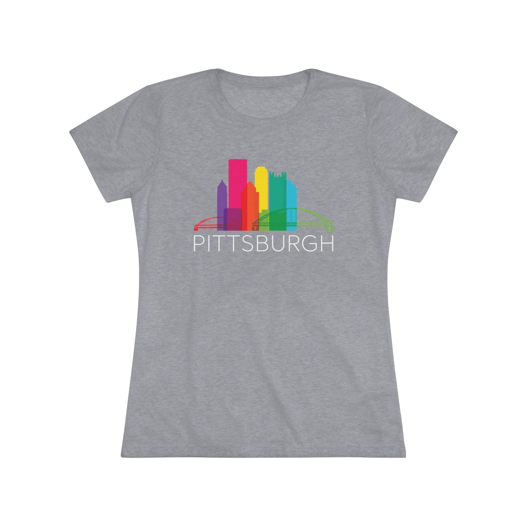 Pittsburgh Rainbow Pop Downtown Skyline Women's Tri-Blend Tee