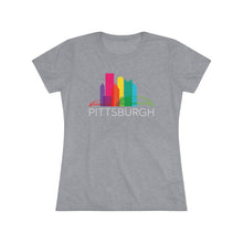 Load image into Gallery viewer, Pittsburgh Rainbow Pop Downtown Skyline Women&#39;s Tri-Blend Tee