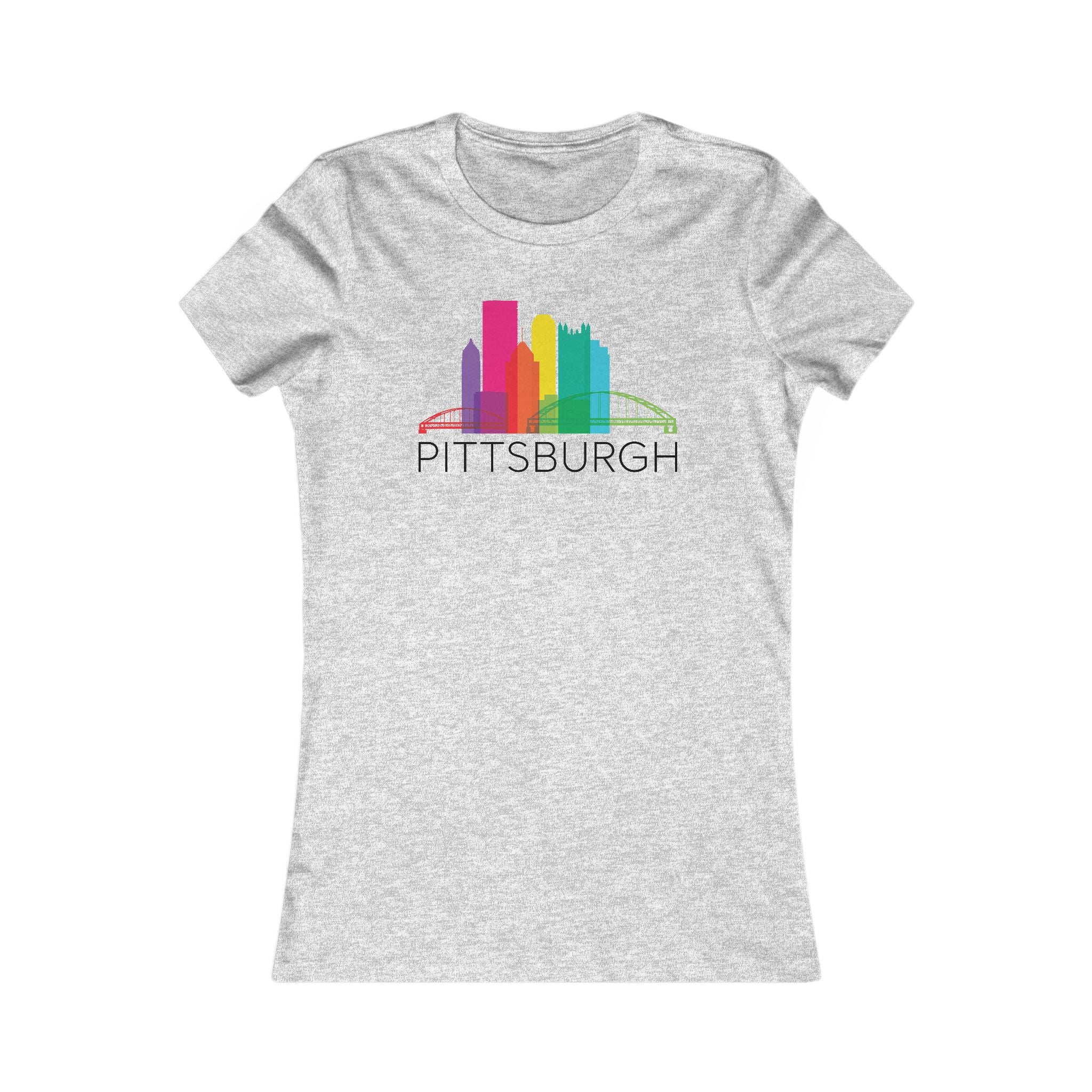 Pittsburgh Rainbow Pop Downtown Skyline Women's Tee