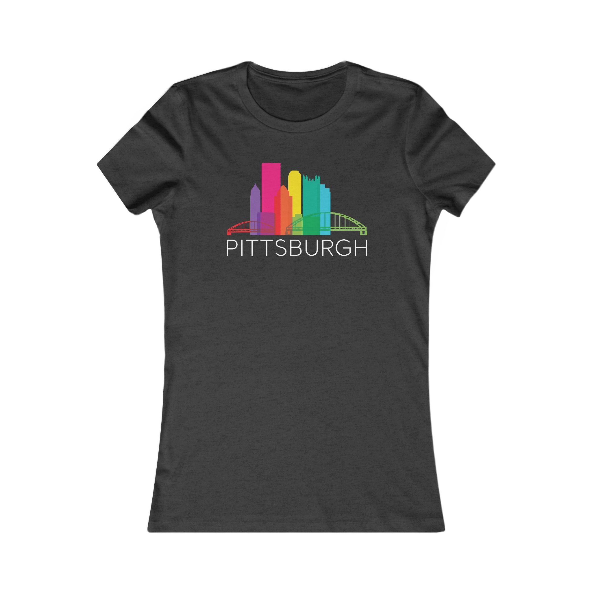 Pittsburgh Rainbow Pop Downtown Skyline Women's Tee