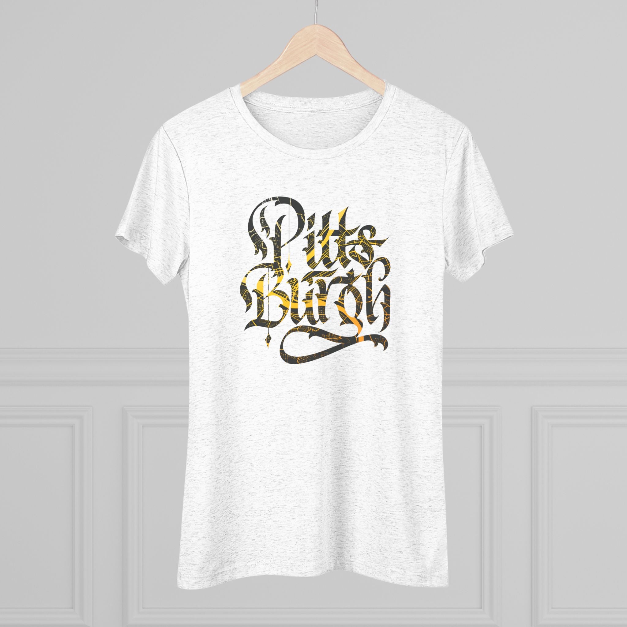 Pittsburgh Rough Calligraphy Women's Tri-Blend Tee