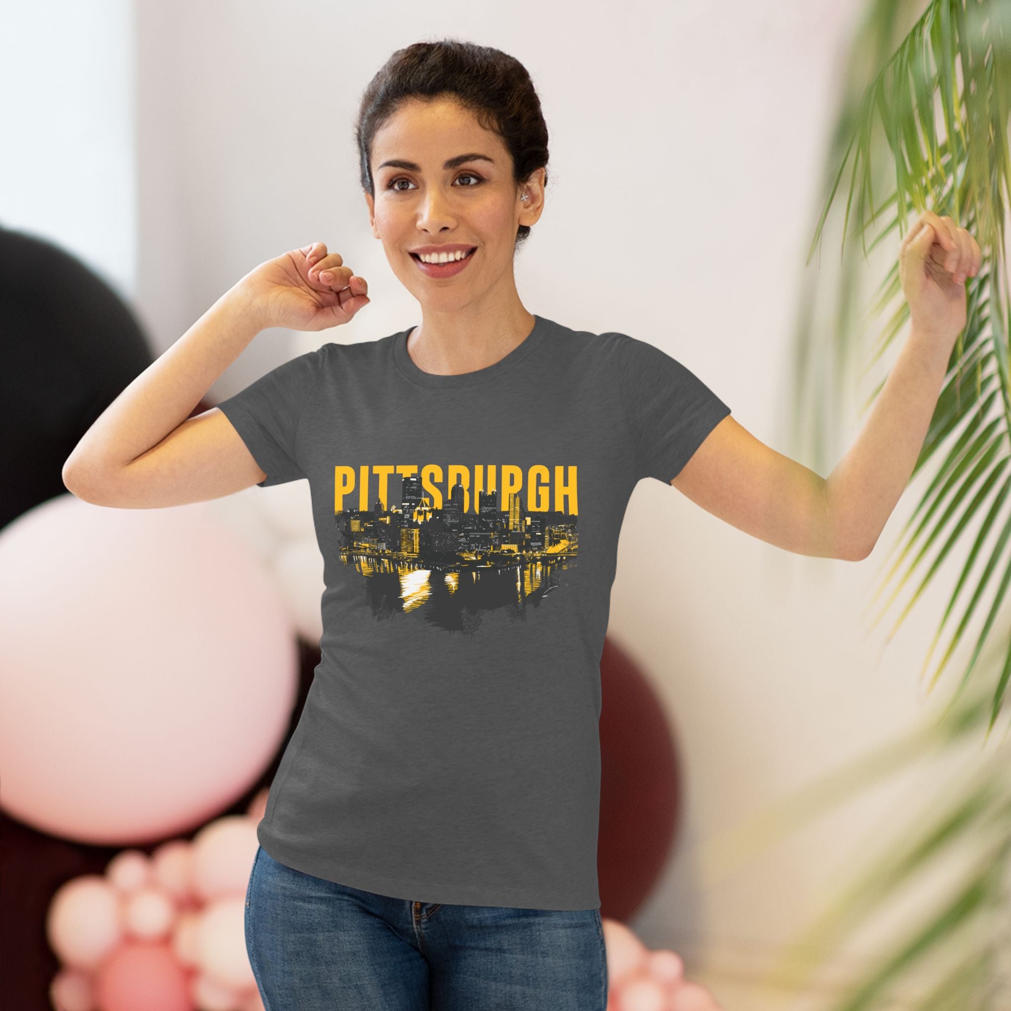 Pittsburgh Downtown Skyline Point Women's Tri-Blend Tee