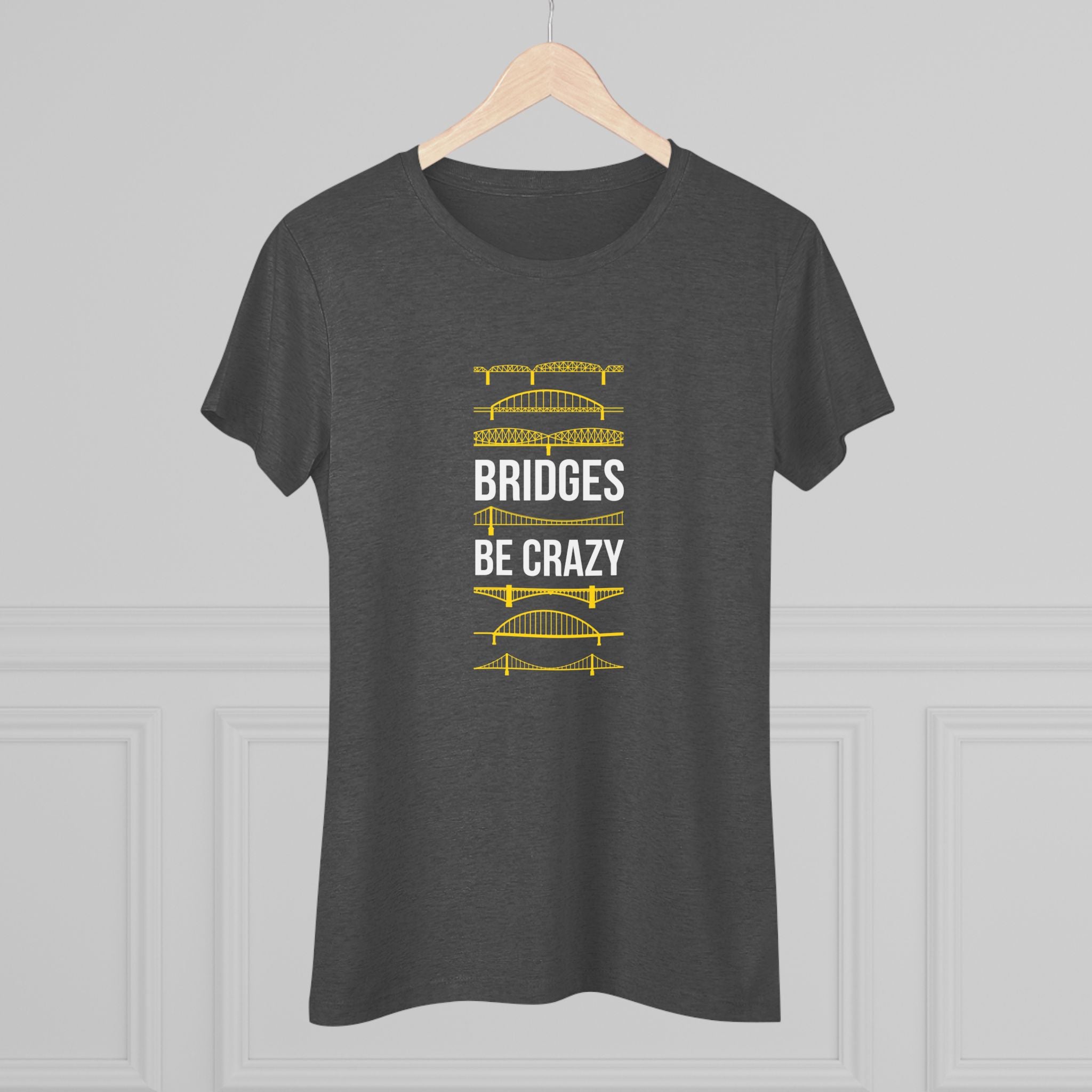 Bridges Be Crazy Pittsburgh Black and Yellow Women's Tee