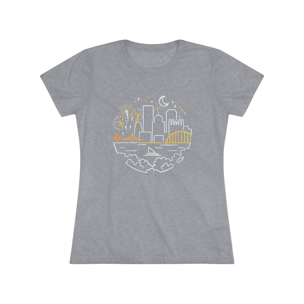 Pittsburgh Starry Skyline Women's Tri-Blend Tee