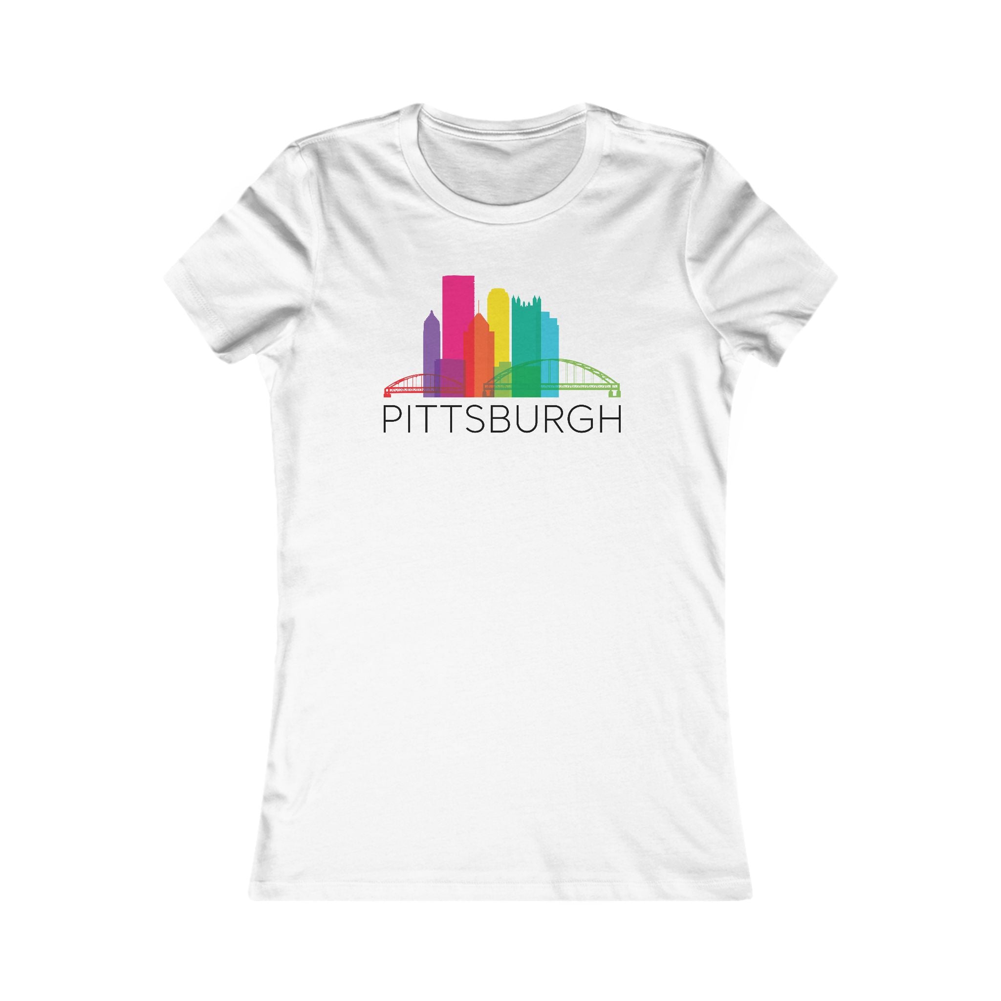 Pittsburgh Rainbow Pop Downtown Skyline Women's Tee