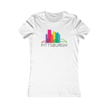 Load image into Gallery viewer, Pittsburgh Rainbow Pop Downtown Skyline Women&#39;s Tee