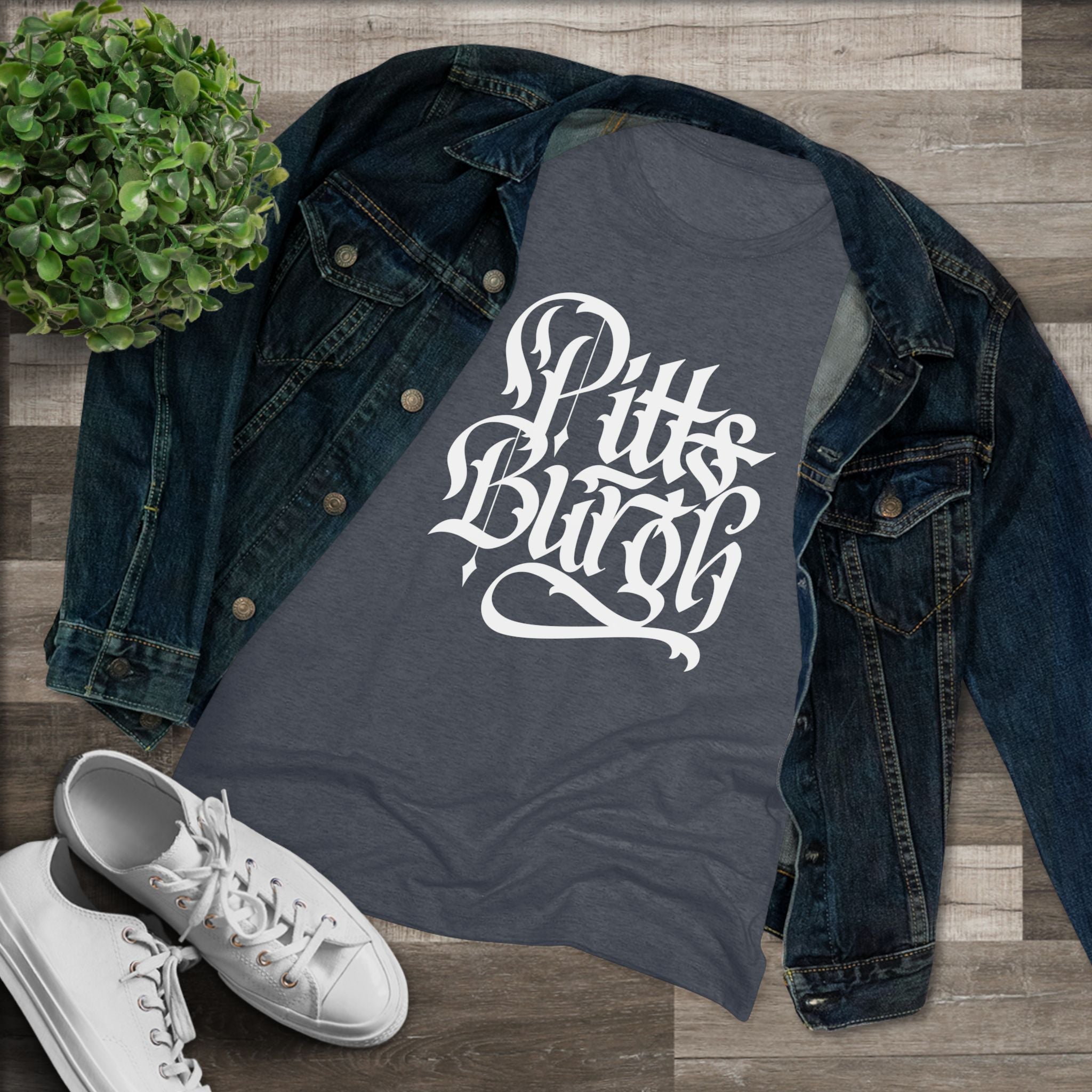 Pittsburgh Rough Calligraphy Women's Tri-Blend Tee