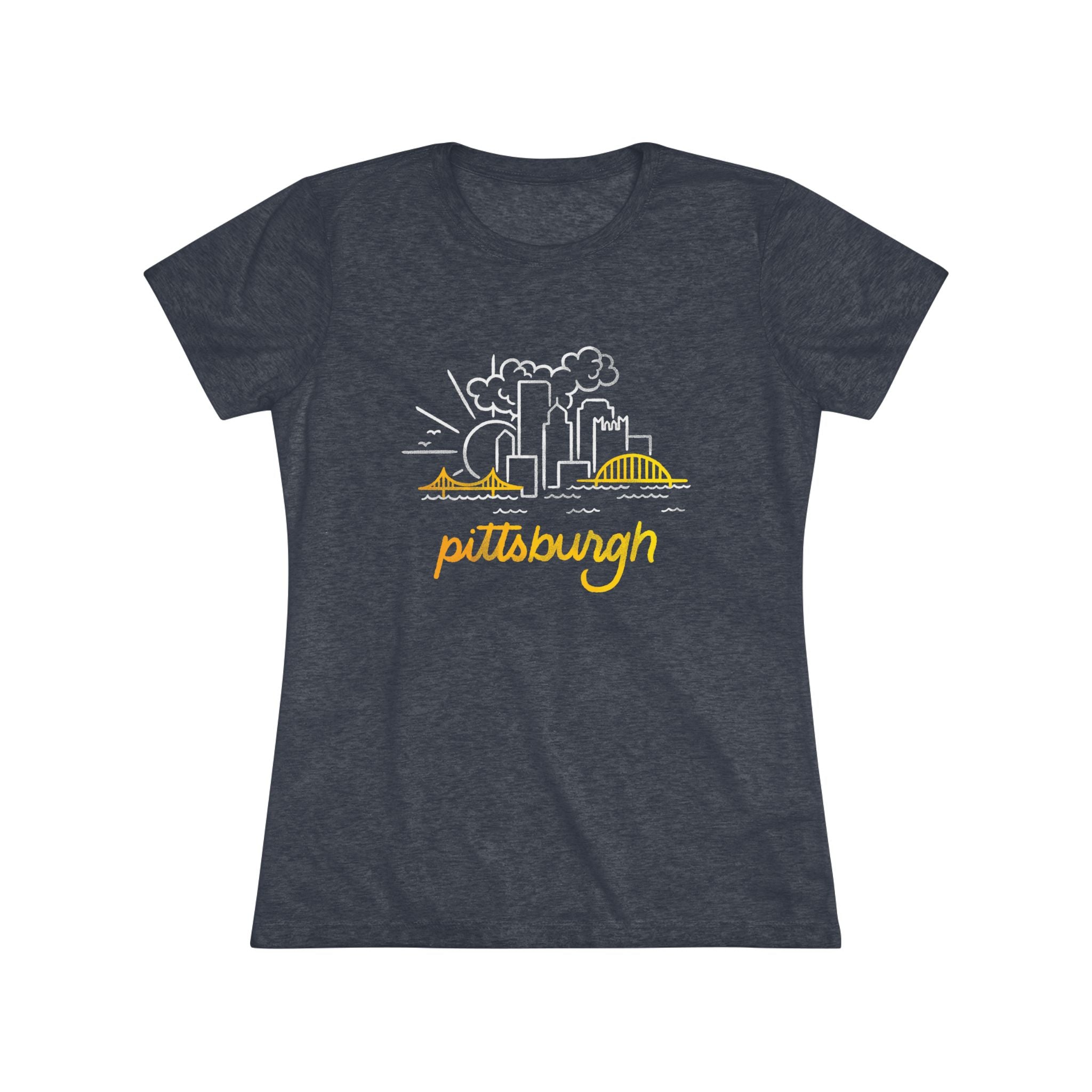 Pittsburgh Mono Skyline Women's Tri-Blend Tee