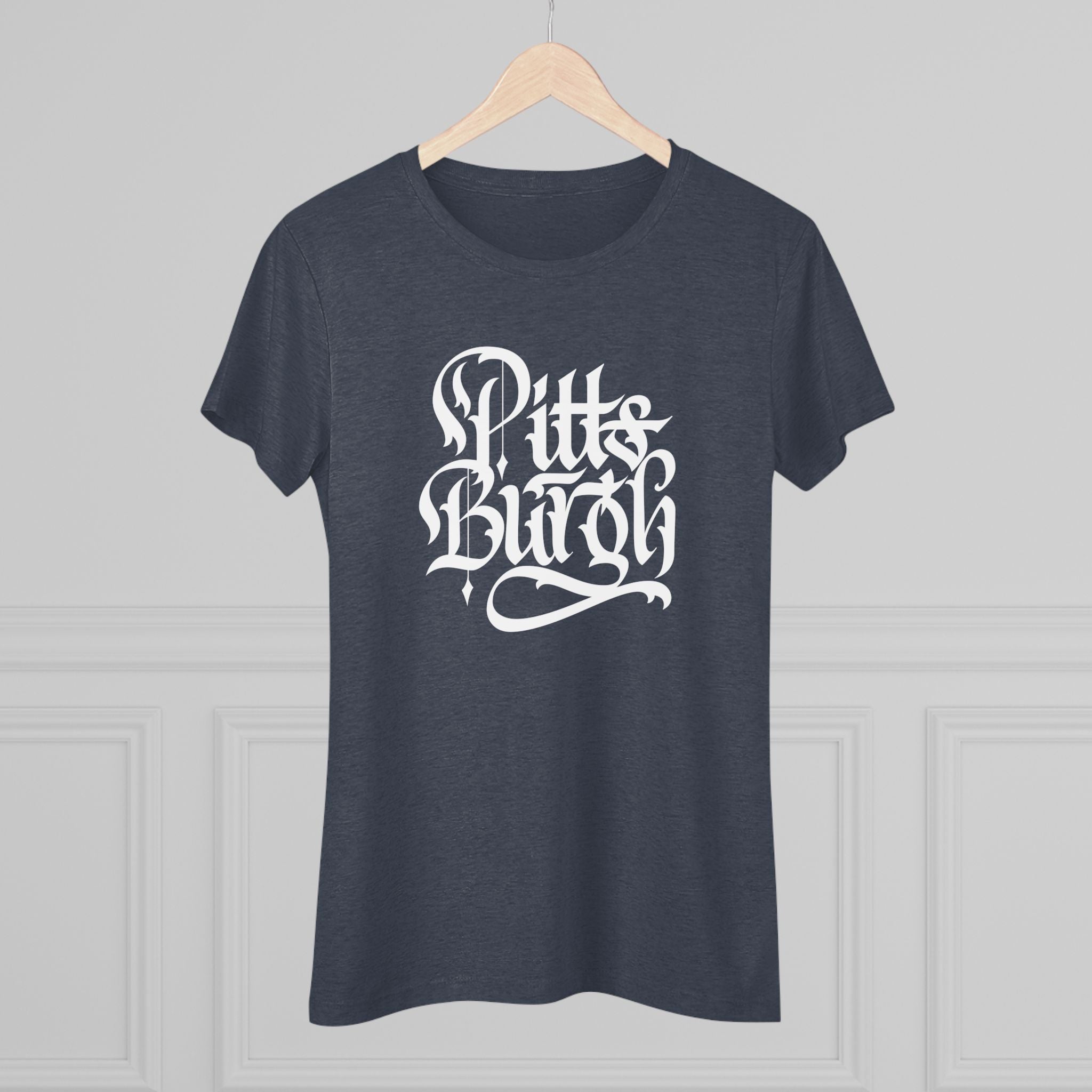 Pittsburgh Rough Calligraphy Women's Tri-Blend Tee