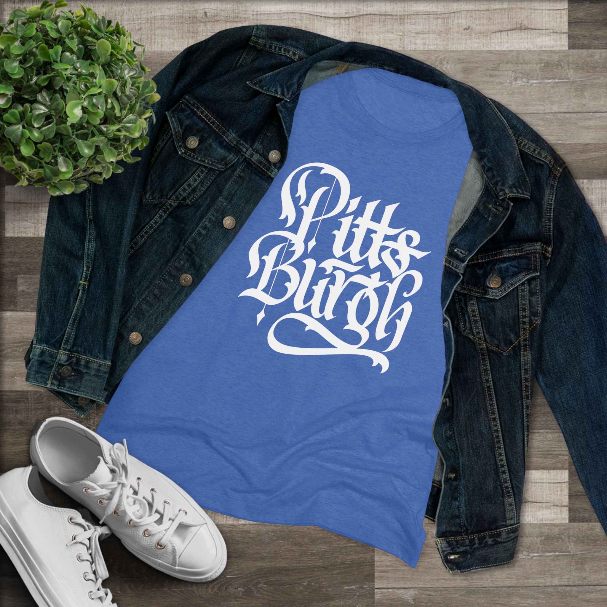 Pittsburgh Rough Calligraphy Women's Tri-Blend Tee