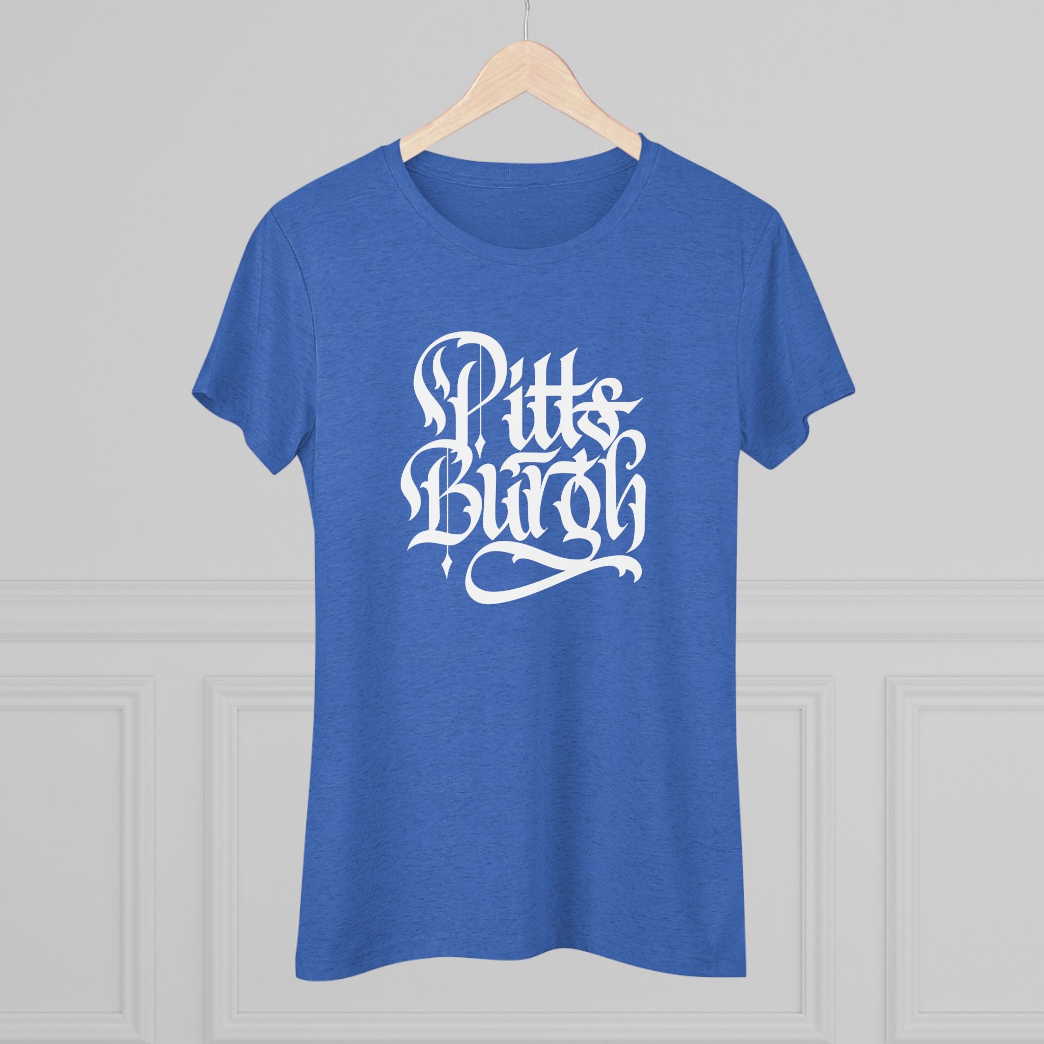 Pittsburgh Rough Calligraphy Women's Tri-Blend Tee