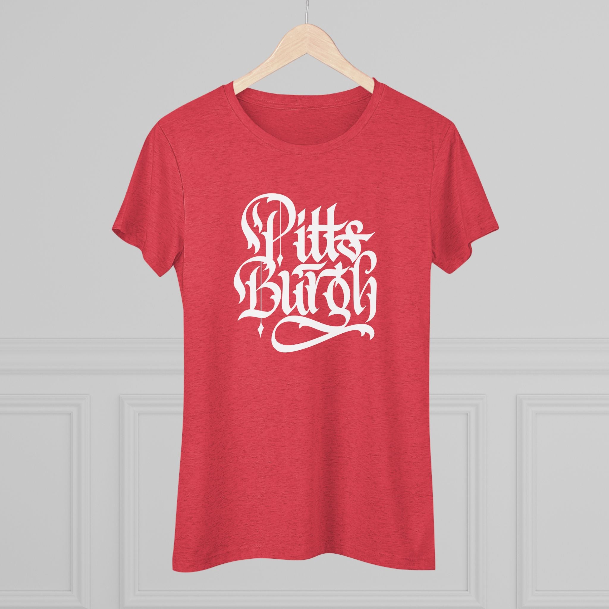 Pittsburgh Rough Calligraphy Women's Tri-Blend Tee
