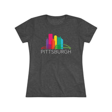 Load image into Gallery viewer, Pittsburgh Rainbow Pop Downtown Skyline Women&#39;s Tri-Blend Tee