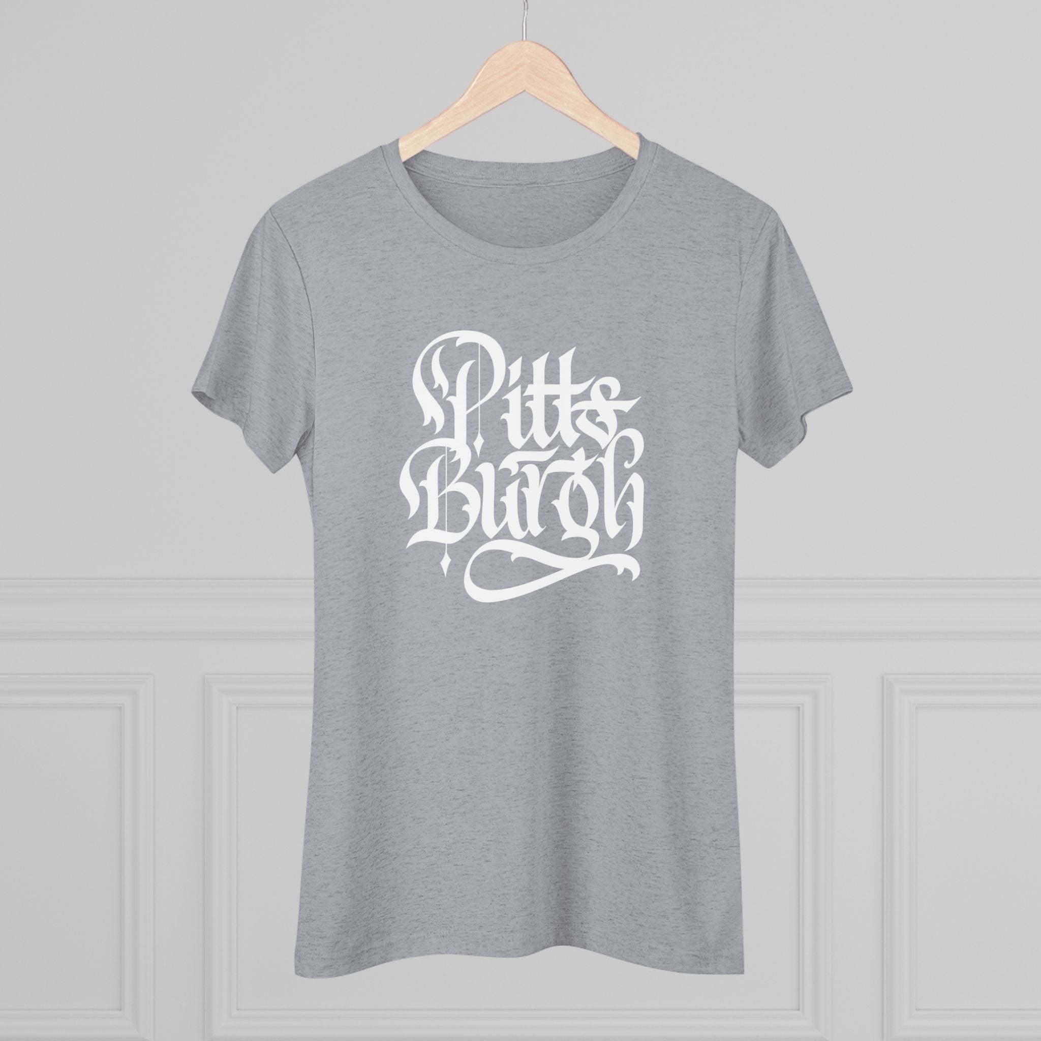 Pittsburgh Rough Calligraphy Women's Tri-Blend Tee