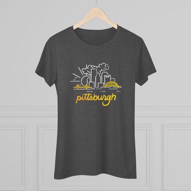 Pittsburgh Mono Skyline Women's Tri-Blend Tee