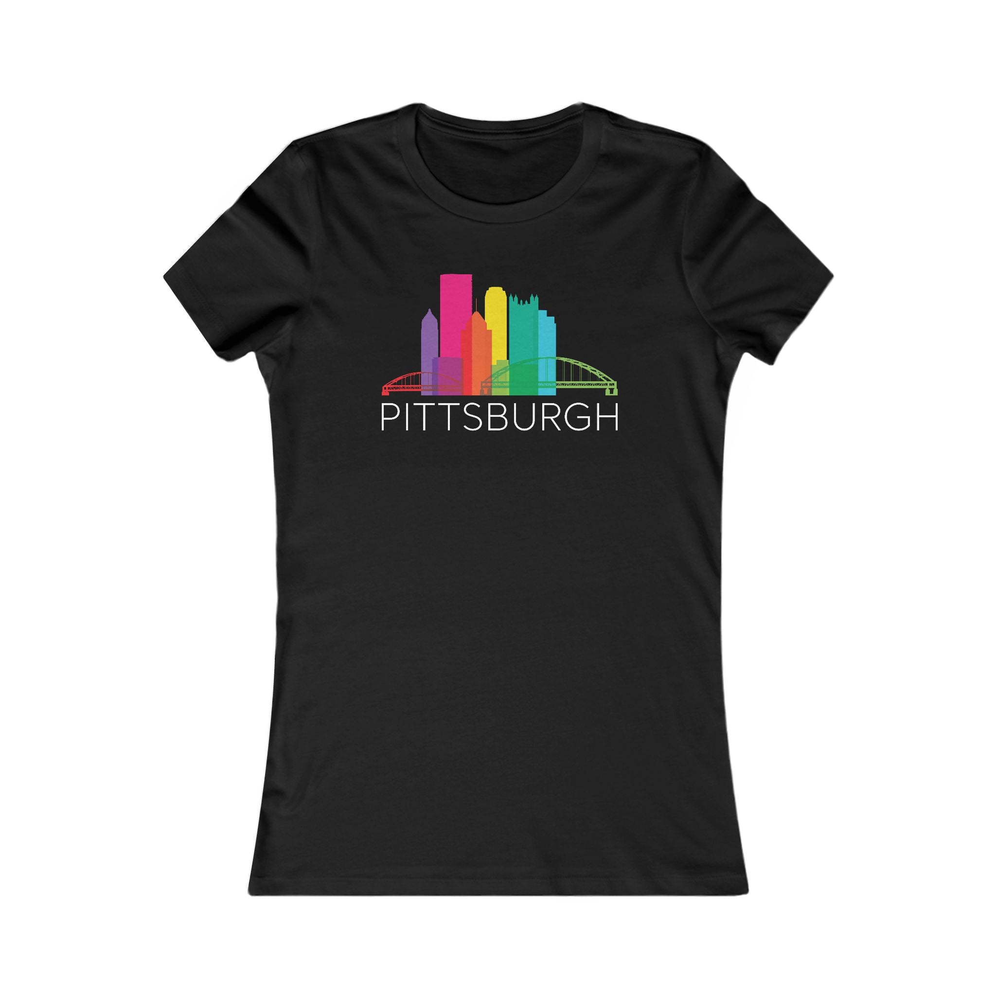 Pittsburgh Rainbow Pop Downtown Skyline Women's Tee