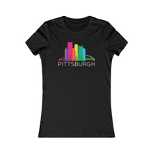 Load image into Gallery viewer, Pittsburgh Rainbow Pop Downtown Skyline Women&#39;s Tee
