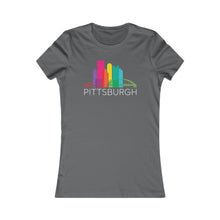 Load image into Gallery viewer, Pittsburgh Rainbow Pop Downtown Skyline Women&#39;s Tee