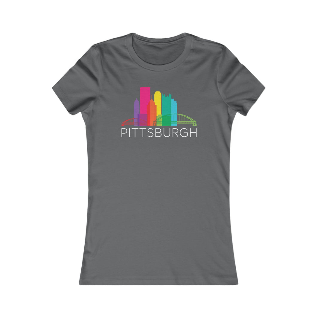 Pittsburgh Rainbow Pop Downtown Skyline Women's Tee