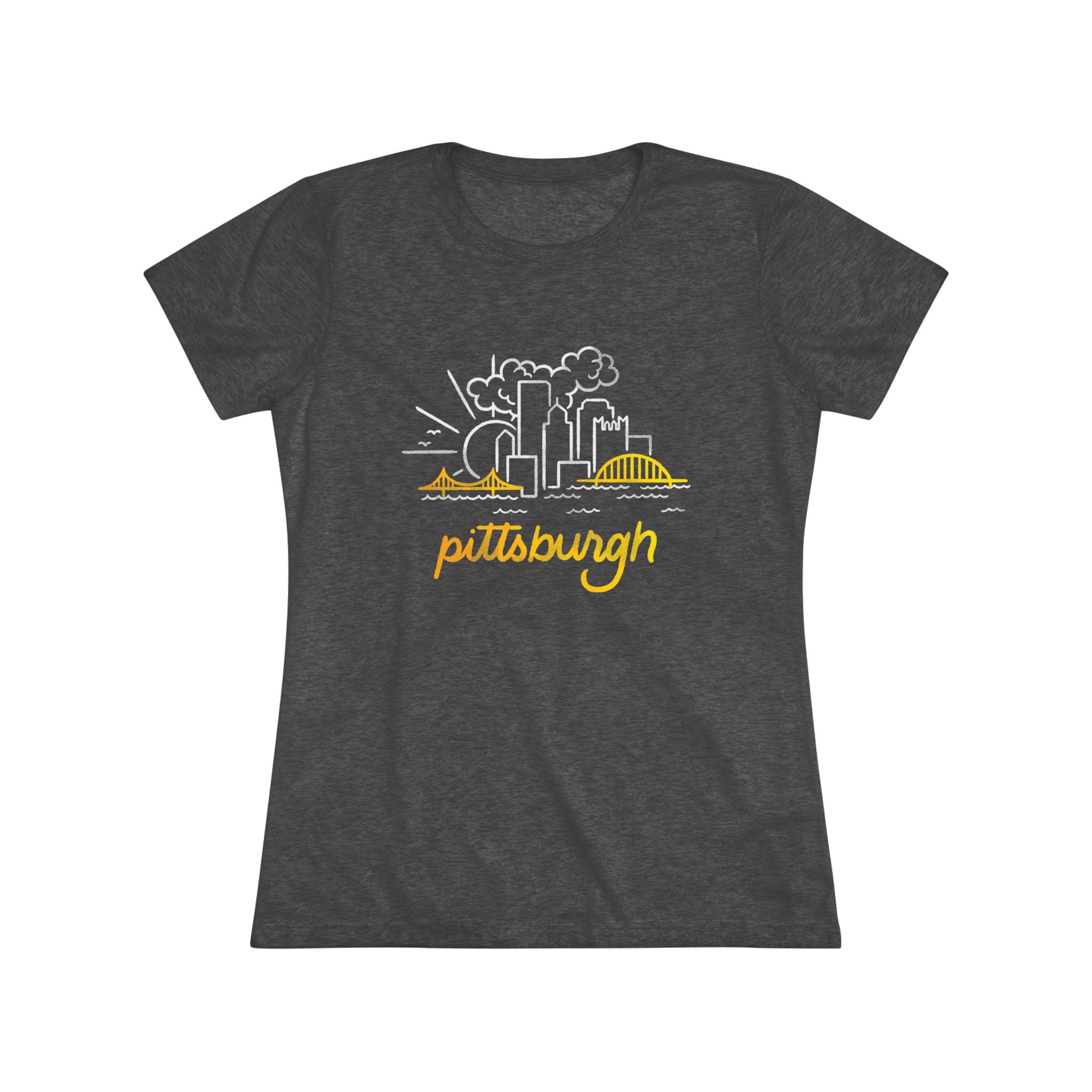 Pittsburgh Mono Skyline Women's Tri-Blend Tee