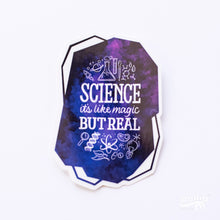 Load image into Gallery viewer, Science is like Magic but Real Clear Sticker