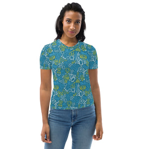 Blue Gamer Bits Women's AOP T-shirt