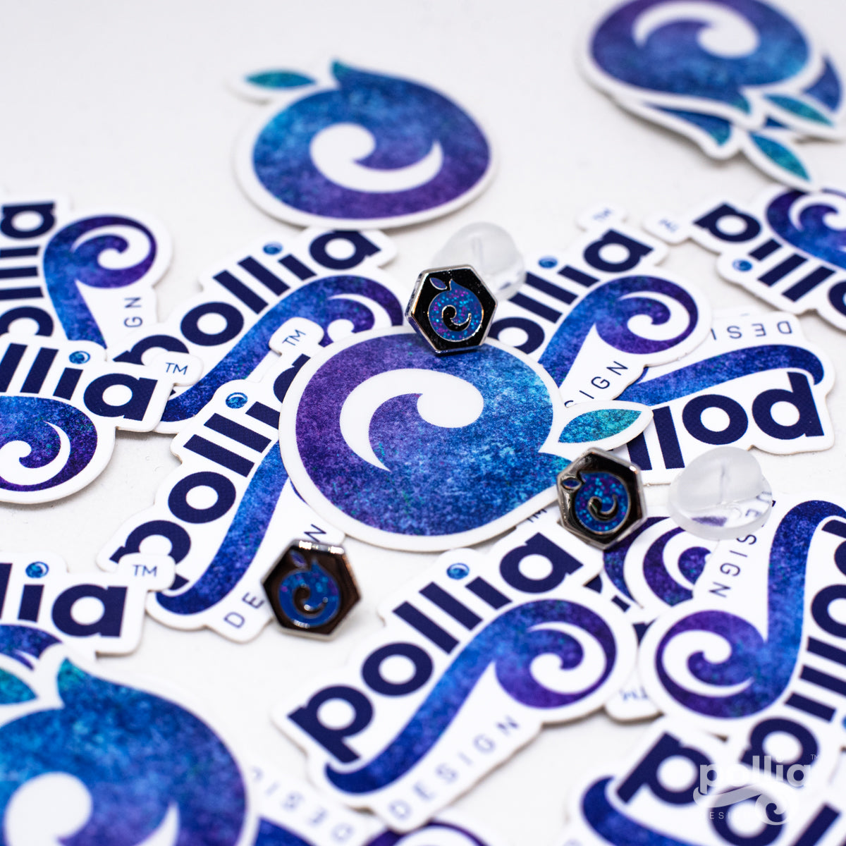 Pollia Design Brand Stickers and Mini-Pin
