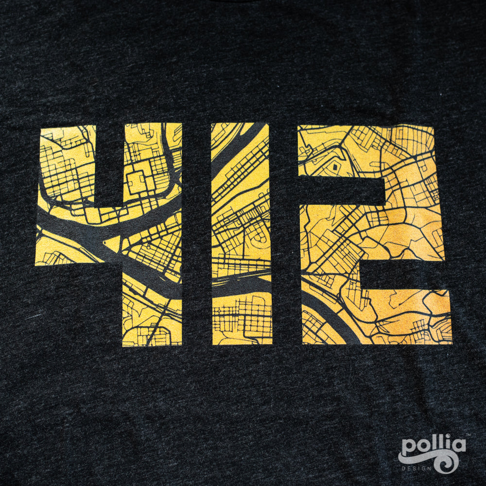 Pollia Design 412 Pittsburgh Map T-Shirt