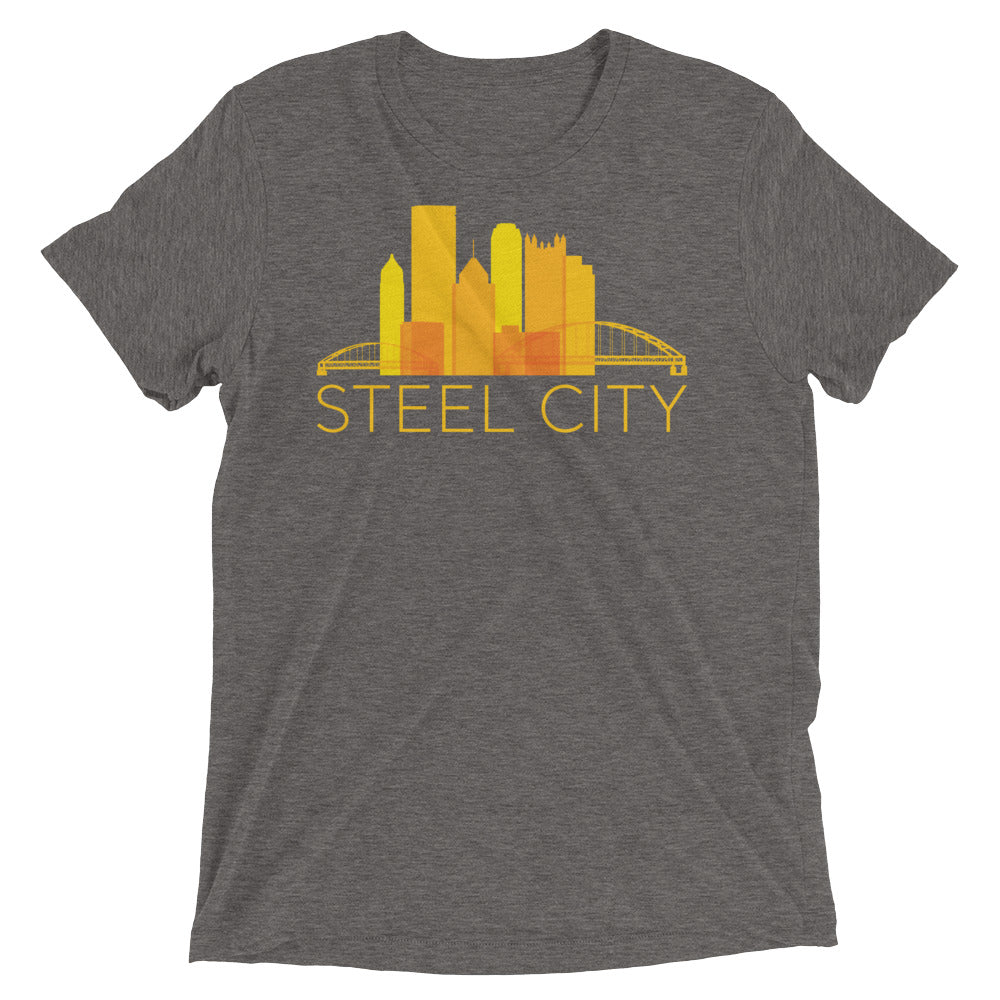 Pittsburgh Rainbow Pop Downtown Skyline Tri-Blend T-Shirt