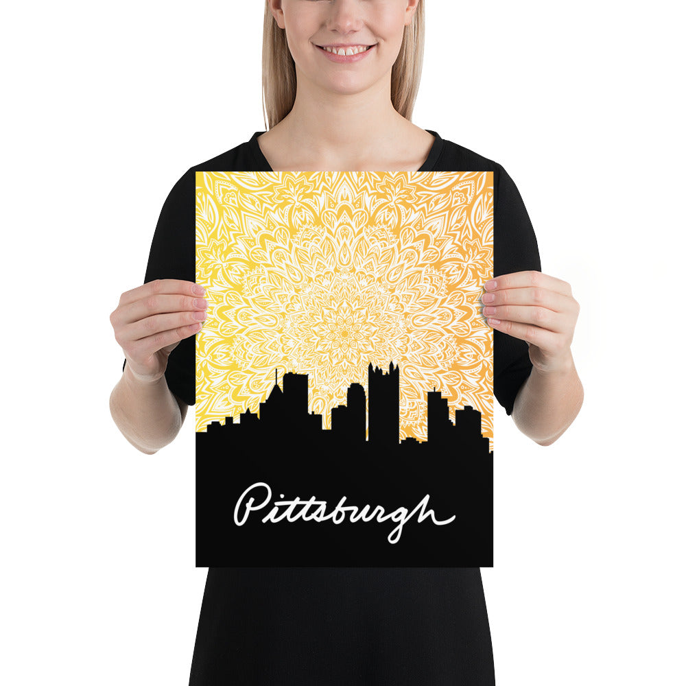Pittsburgh Sunset Mandala Poster