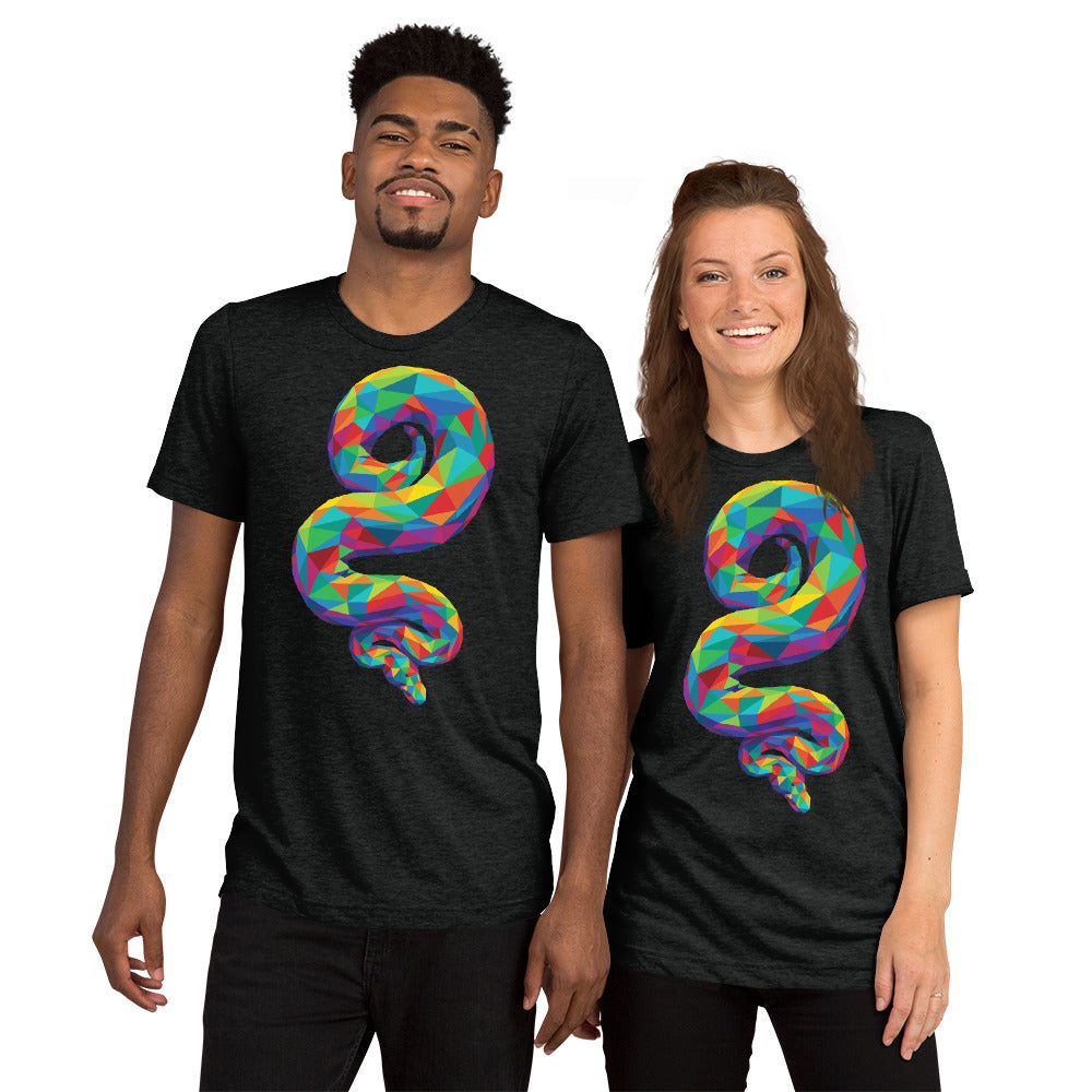 Rainbow Geo Snake Coil Tri-Blend T-Shirt