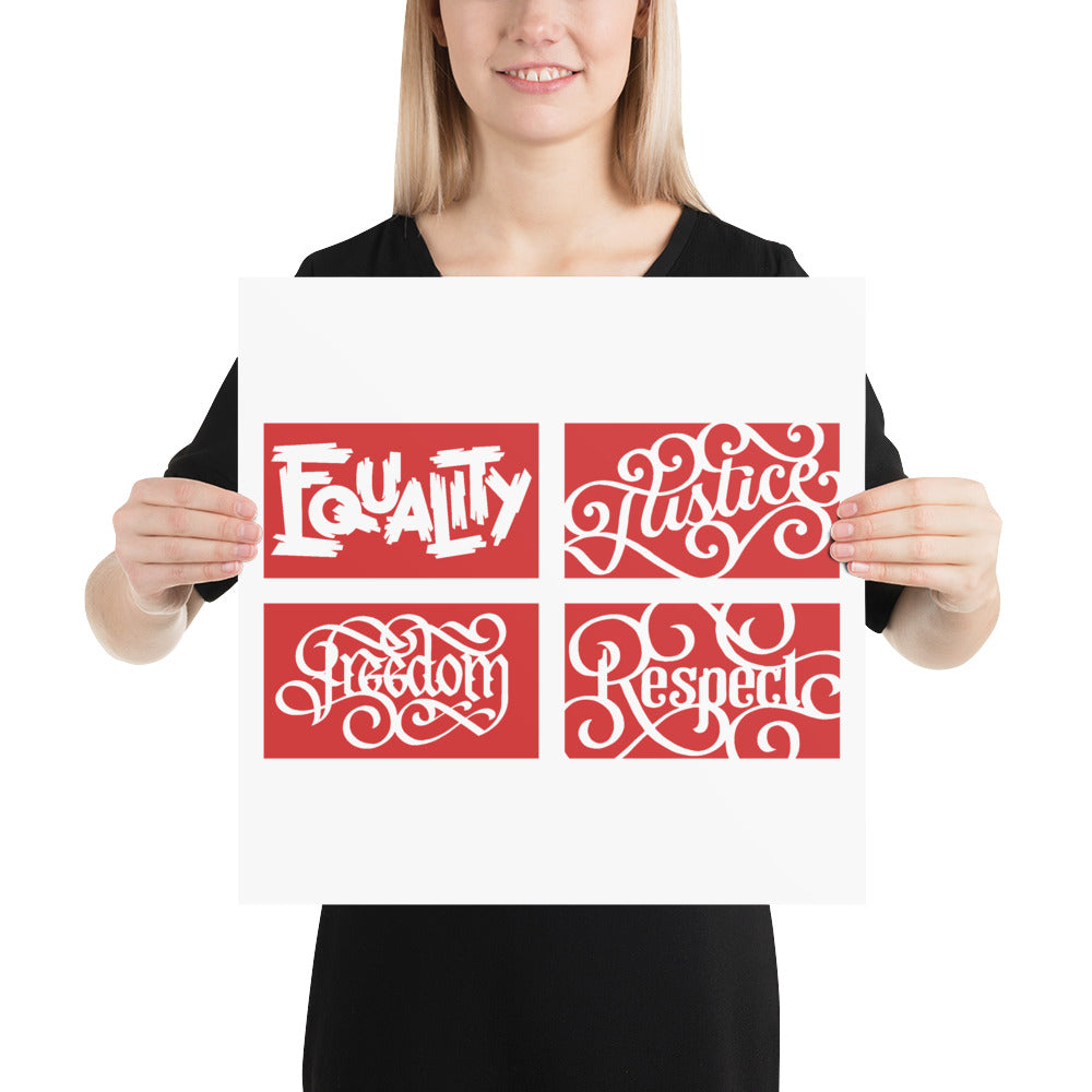 Four Reds Social Justice Poster