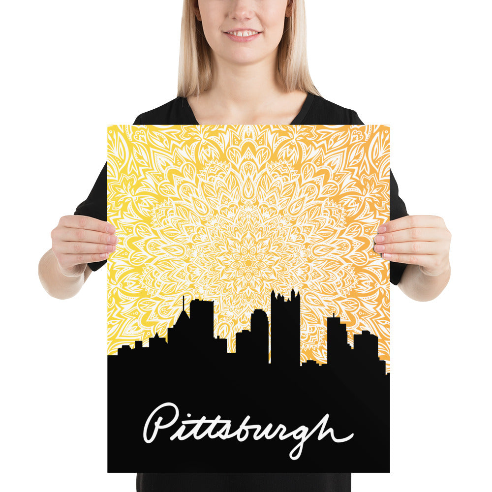 Pittsburgh Sunset Mandala Poster