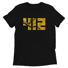 Load image into Gallery viewer, 412 Pittsburgh Map in Black and Yellow Unisex Tri-Blend T-Shirt