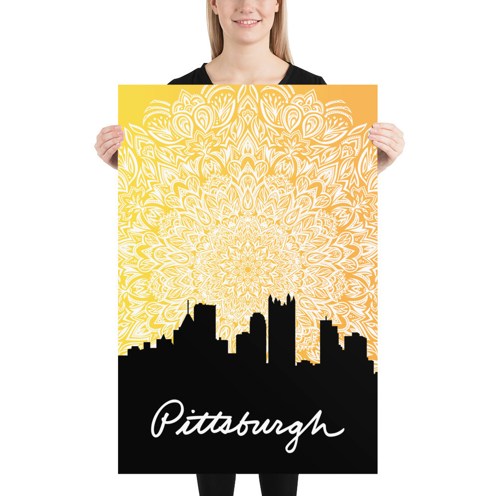 Pittsburgh Sunset Mandala Poster