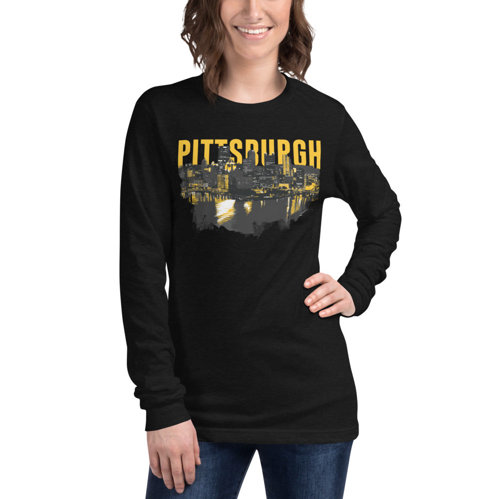 Pittsburgh Downtown Skyline Point Long Sleeve Tee