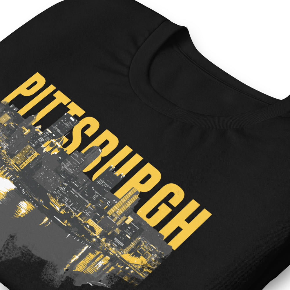 Pittsburgh Tshirt 412 City Skyline Yellow Pittsburgh T-Shirt