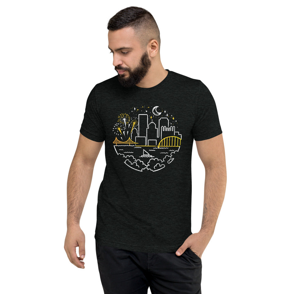Pittsburgh Starry Skyline Tri-Blend T-Shirt