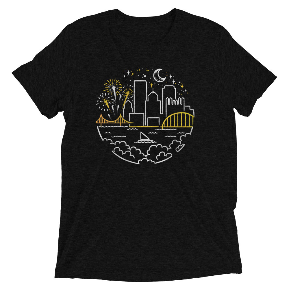 Pittsburgh Starry Skyline Tri-Blend T-Shirt